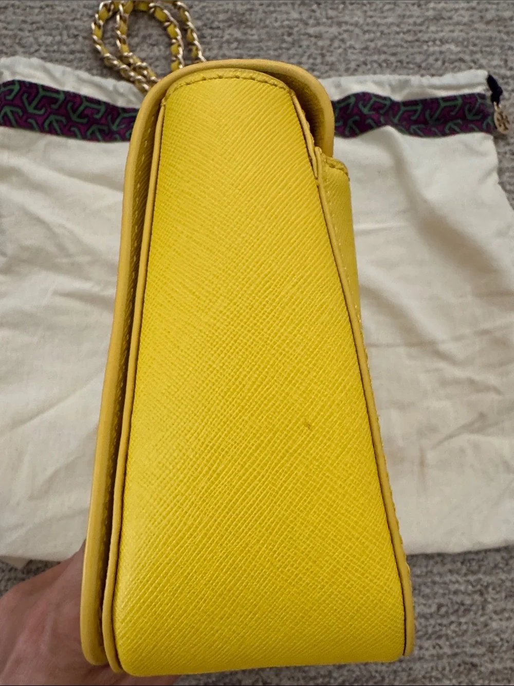 Tory Burch Bright Yellow Quilted Chain Shoulder Bag